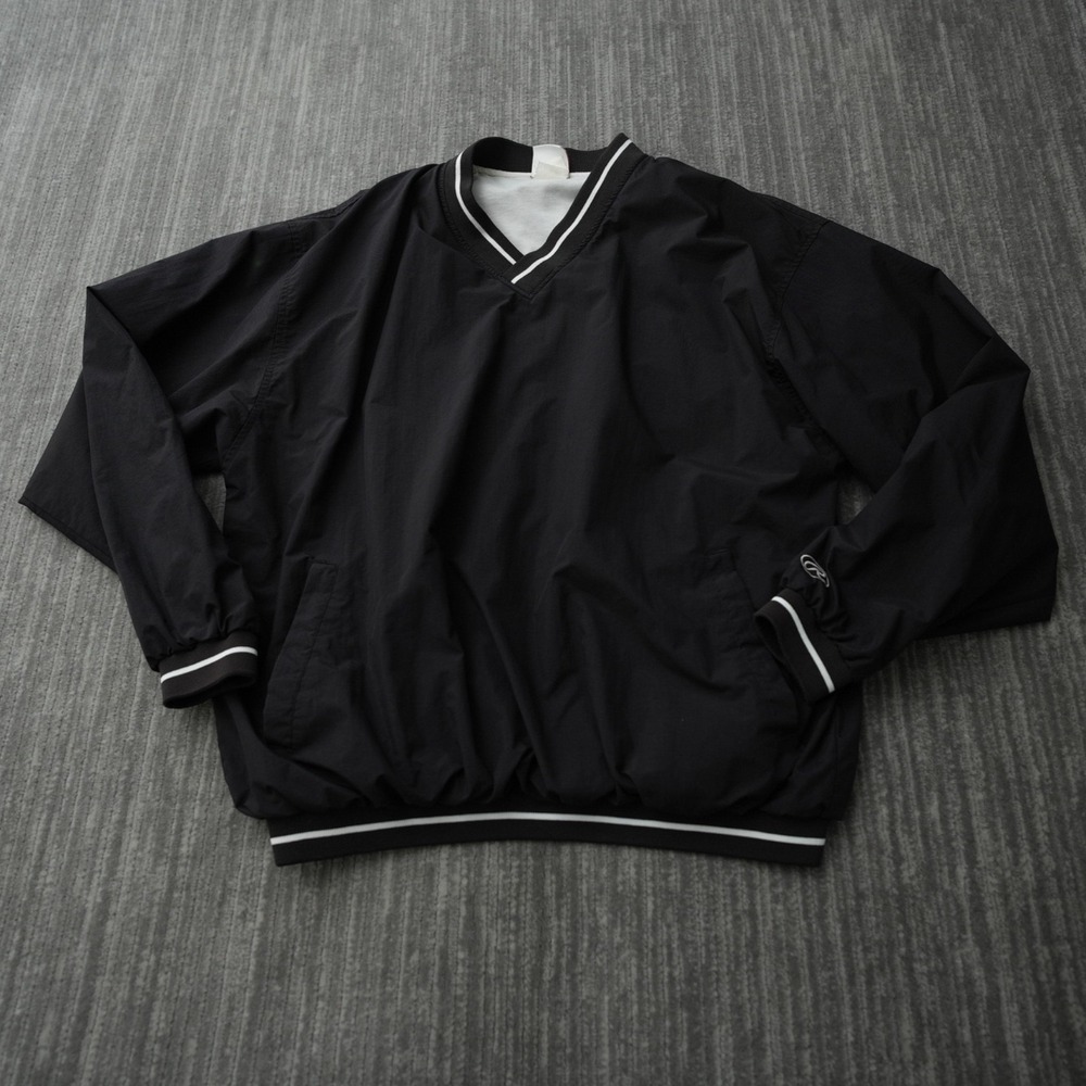 Rawlings‎ Jacket Men Large Black Solid White Pullover Waterproof Vintage XL